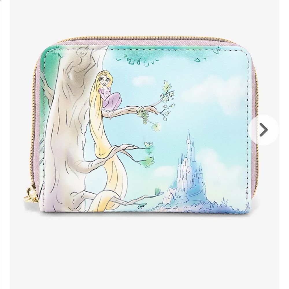 Loungefly Disney Tangled Illustration Rapunzel Tree Mini Zip Wallet NWT